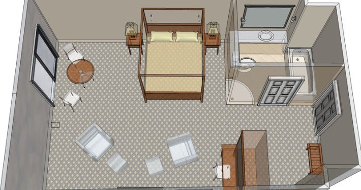 Hotel Room in 3D X-Ray Style