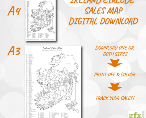 A3 and A4 Digital Download Eircode Sales Map